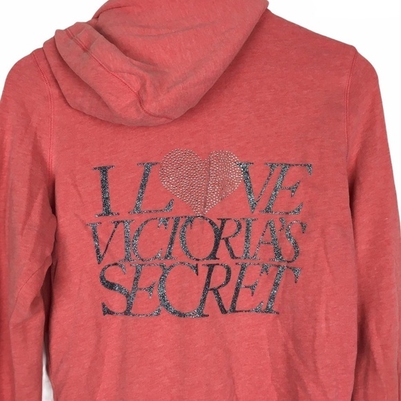 VICTORIAS SECRET Hoodie Sweatshirt Jacket Supermodel Essentials Bling Medium - Picture 5 of 14